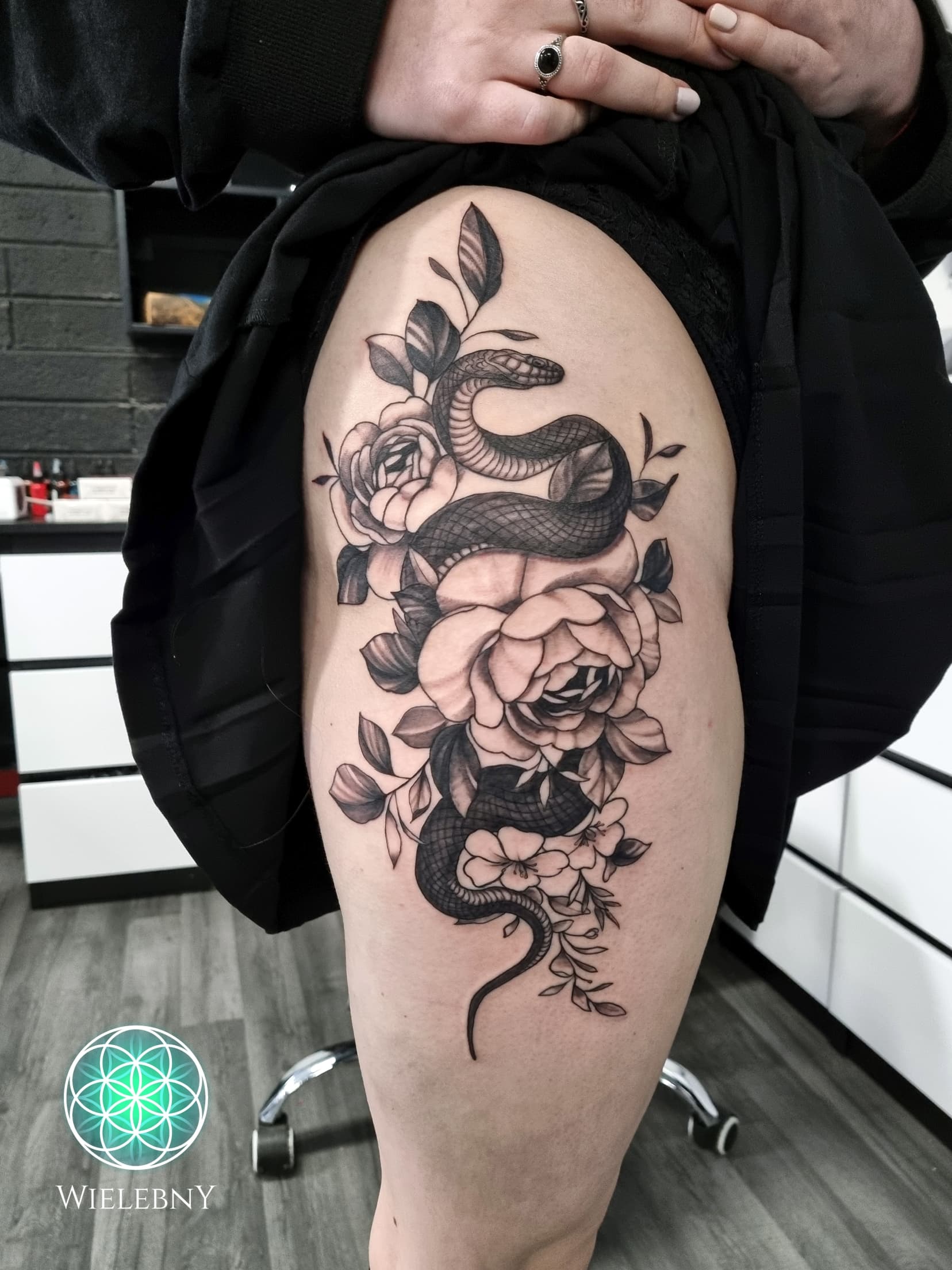 Snake in flowers