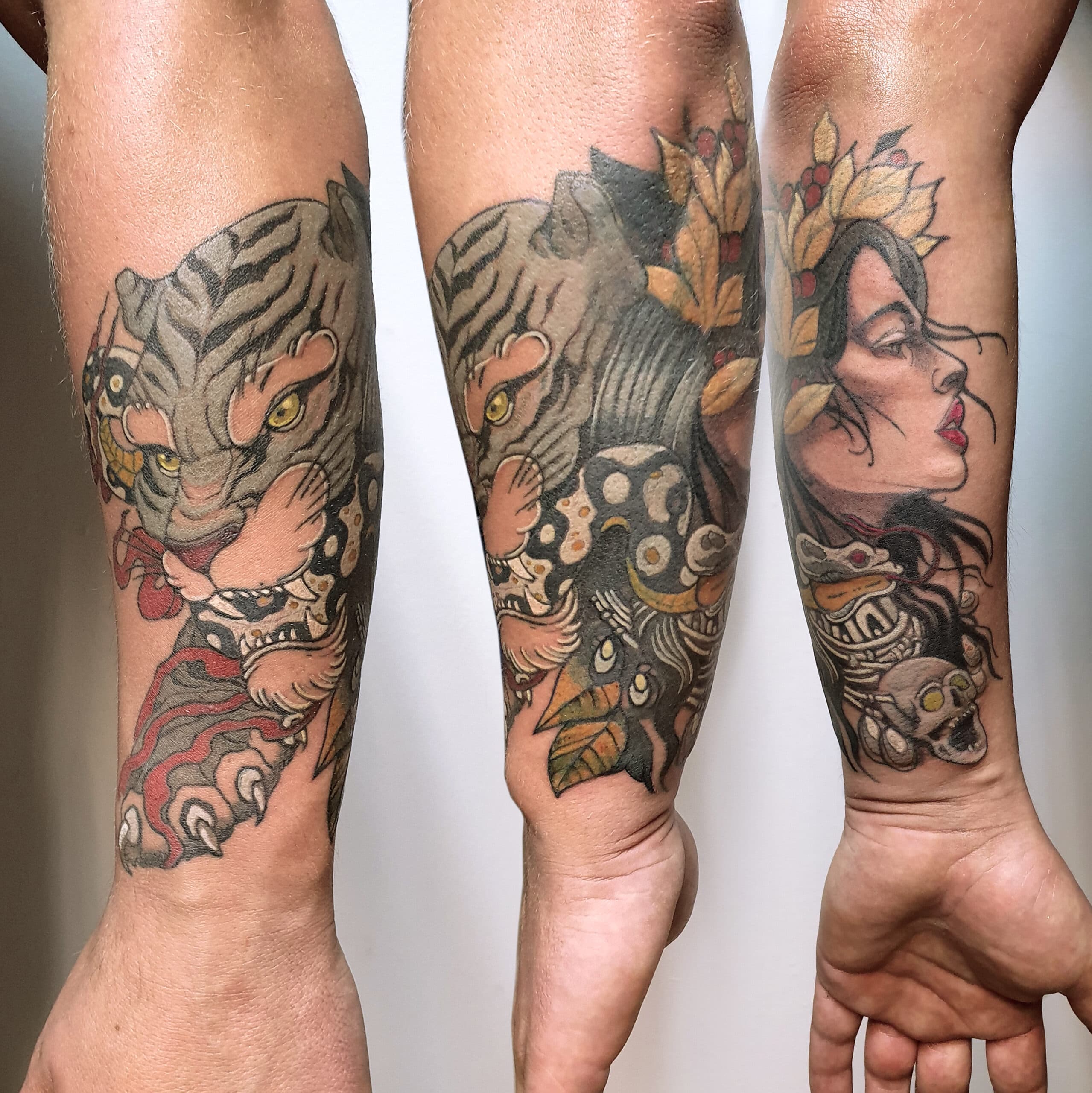 Tiger and woman