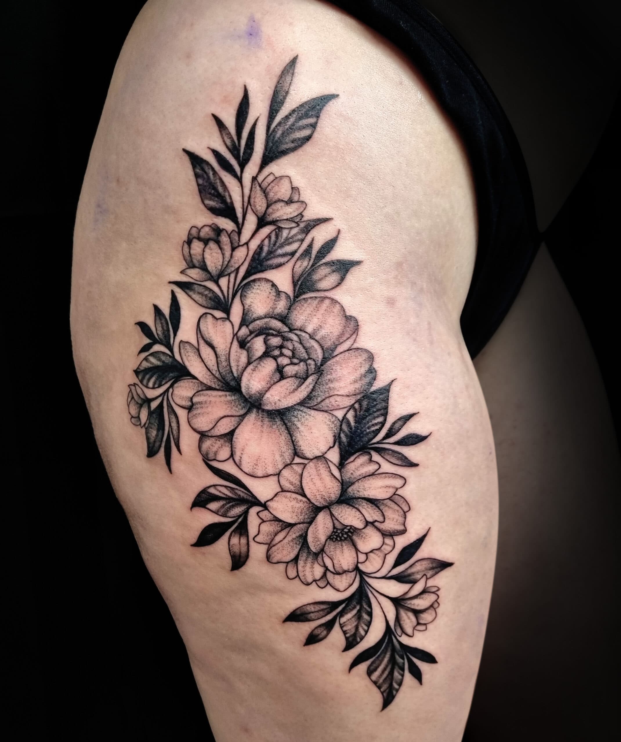 Flowers on leg