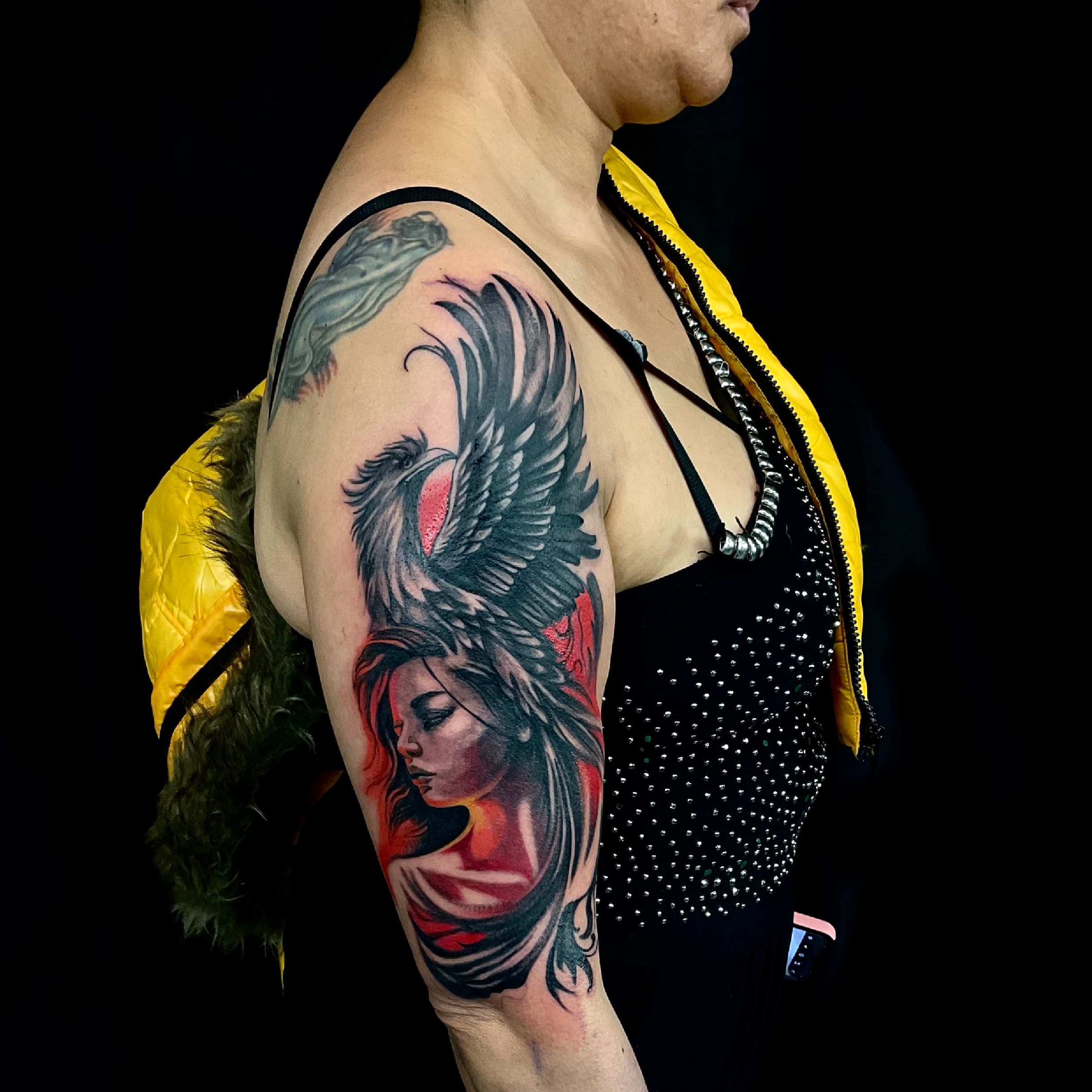 Woman and eagle
